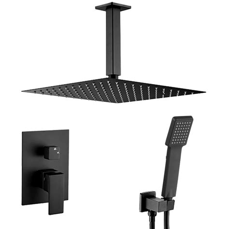 Douche Monocommande Encastrer Au Plafond Carr E Noir Mat Valaz S Rie