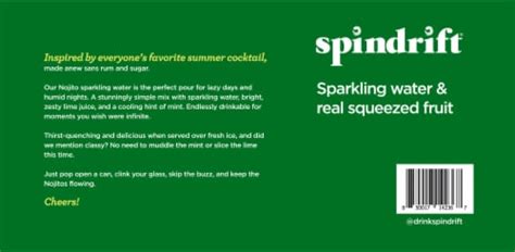 Spindrift® Nojito Lime And Mint Flavored Sparkling Water Cans 8 Pk 12