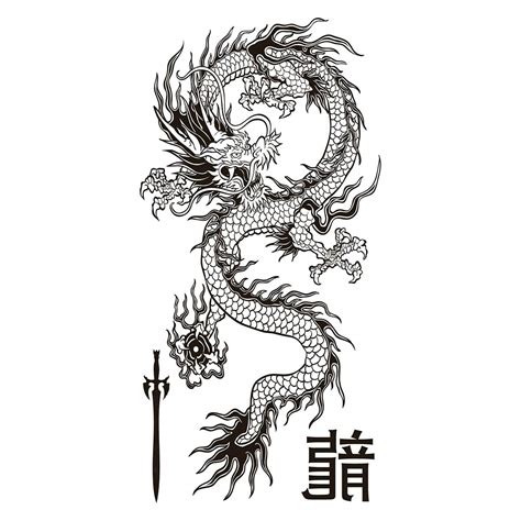 Amazon.com : Supperb® Temporary Tattoos - Black & White Dragon (Set of ...