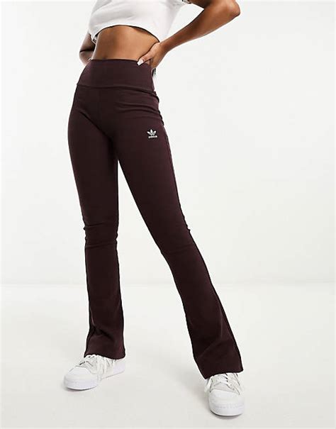 Adidas Originals Essentials Ribbed Flared Pants In Shadow Brown Asos