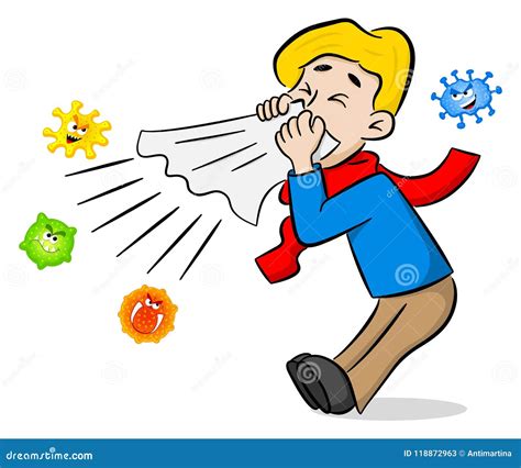 Sneezing Man With Germs Stock Vector Illustration Of Germ 118872963