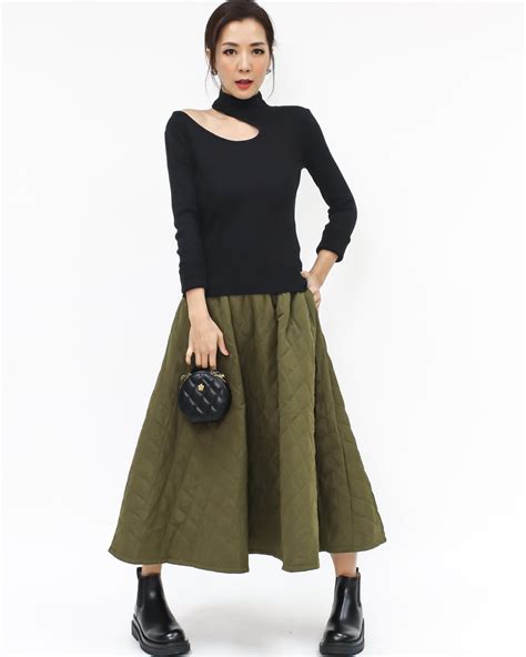 green quilted flare skirt *pre-order* – STYLEGAL