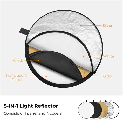 Five In One Circular Reflector 56cm Gold Silver Black White Translucent