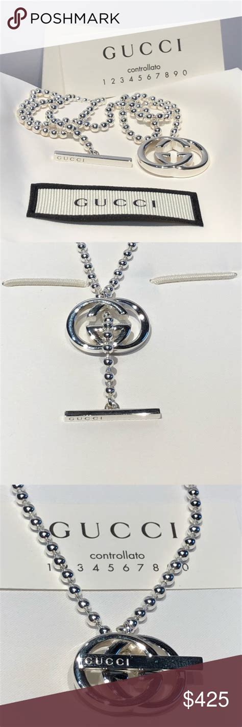 Nwt Gucci Sterling Silver Britt Double G Necklace Gucci Ts