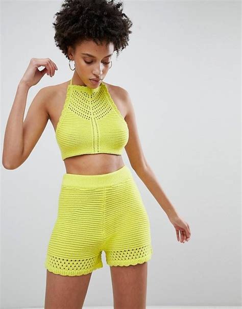 Asos Design Co Ord Crochet Bralet Knit Top Patterns Knit Fashion