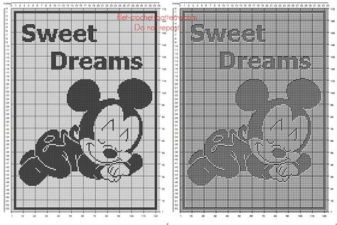 Free Disney Filet Crochet Pattern Baby Blanket With Baby Mickey Mouse