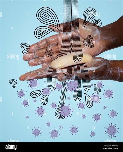 Concept Image Of African Australian Woman Washing Hands With Soap With