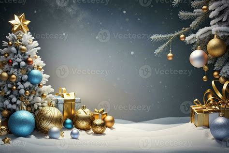 Ai Generated Christmas Tree With Gifts And Decorations Holiday