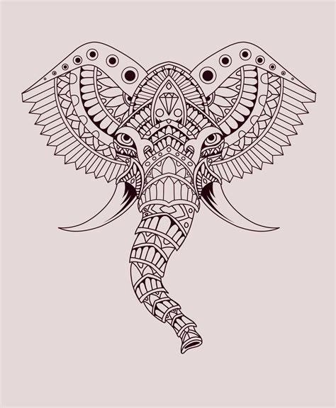 Illustration vector elephant head with mandala style 4246762 Vector Art ...