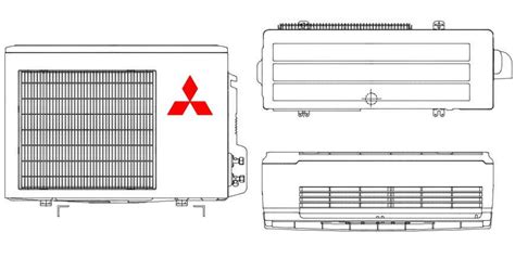 Cad Drawings Details Of Front And Back Elevation Of Air Conditioner