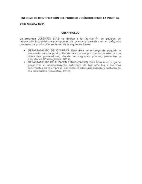 Aa2 Ev01 Inf De Identificacion Del Proceso Logistico Desde La Politica Informe De