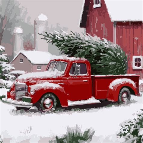 Pin By Jacquelines Jems On Art Christmas Red Truck Christmas