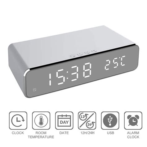 Digital Alarm Clock with Wireless Charger