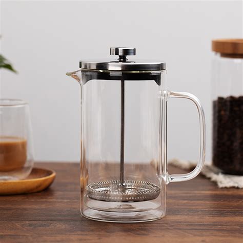 1L Borosilicate Double Wall Glass French Press High Quality China