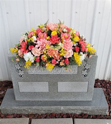 Coral Peach Yellow Spring Headstone Saddle Cemetery Headstone Saddle