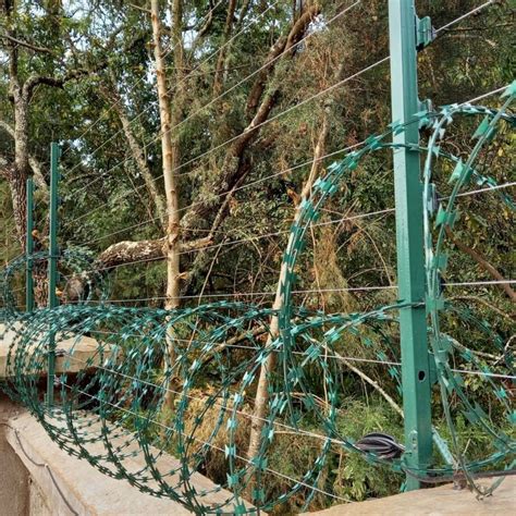 Pvc Coated Razor Wire Fences Green Color Electric Fences Kenya