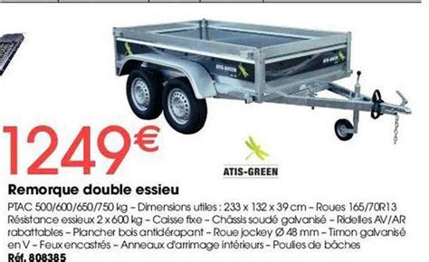 Promo Remorque Double Essieu Chez Brico Pro ICatalogue Fr