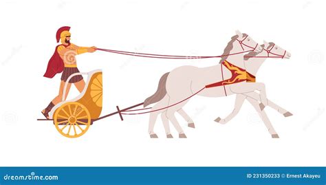 Chariot Racing. Roman Gladiator in Wheel Cart Riding Horses. Ancient ...