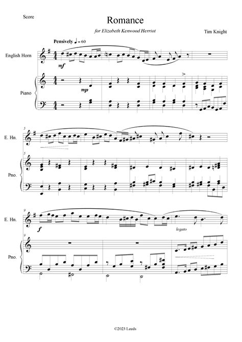 Romance Sheet Music Tim Knight English Horn And Piano