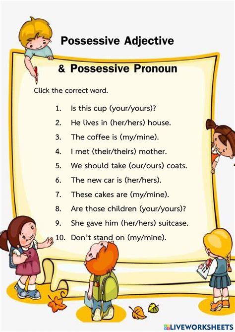 Possessive Adjective And Possessive Pronoun Worksheet