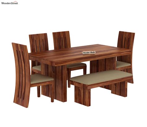 Buy Wertex 6 Seater Dining Set With Bench Honey Finish Online In