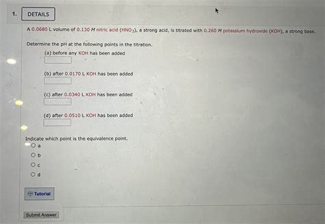 Solved A L Volume Of M Nitric Acid Hno A Chegg