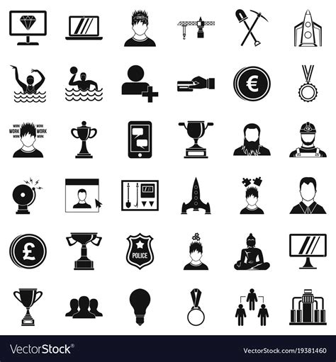 Corporation Icons Set Simple Style Royalty Free Vector Image