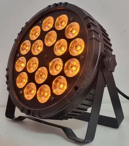 6 Refletor Par 64 Slim 18 Leds 15w Rgbwa Pentaled Dmx Parcelamento