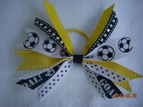 Soccer Yellow And Black Spiked Soccer Bows On Ponytails For Etsy