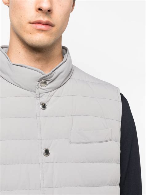 Brunello Cucinelli Quilted Padded Down Gilet Grey Farfetch