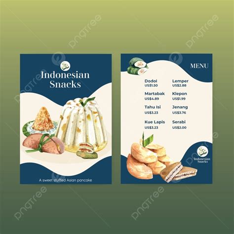 Gambar Template Menu Dengan Ilustrasi Cat Air Konsep Makanan Ringan