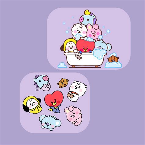 Bt21 Bubble Bathset Of 7 Stickers Etsy