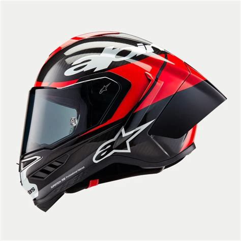 Casco Alpinestar Supertech R Element Black Barbon Bright Red White