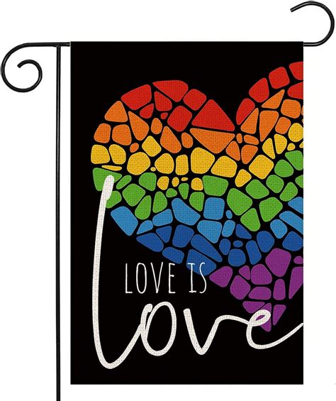 Love IS Love Rainbow Pride Garden Flag Double Sided Gay Pride Lesbian LGBT Pride Love Hears