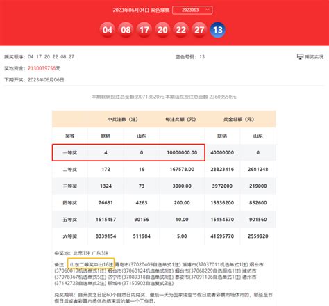 【开奖】双色球爆4注1000万元一等奖 山东喜获16注二等奖奖金潍坊大奖