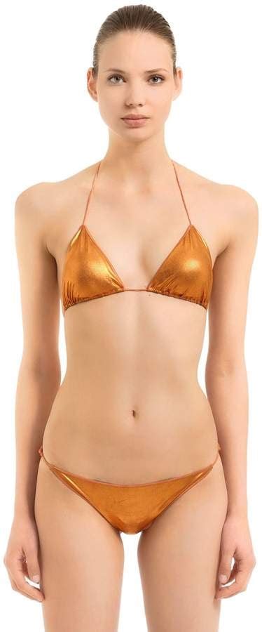 Os Ree Swimwear Metallic Lycra Triangle Bikini Kourtney Kardashian