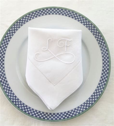 Monogram Embroidered Linen Napkins Simplicity. Personalized Napkins. Table Linens. Wedding Gift ...