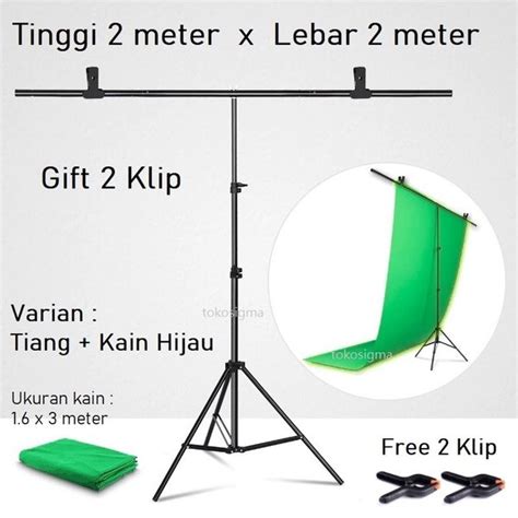 Jual Tiang Kain Green Screen 2x2m Stand Foto Studio Backdrop