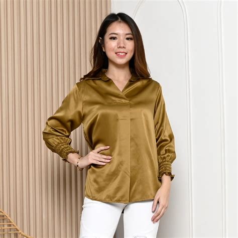 Jual Blouse Keren Kemeja Wanita Atasan Wanita Kemeja Satin Blouse Satin