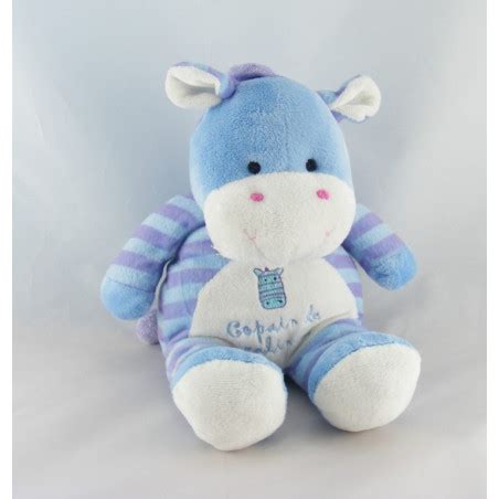 doudou cheval zébre bleu mauve rayé Copain de calin MAXITA