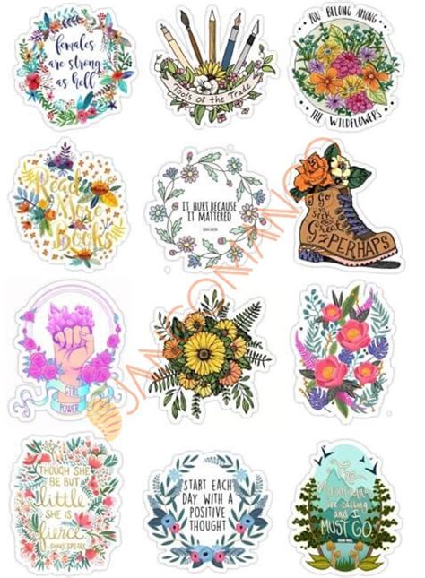 10 Pcs Colorful Flowers Stickers 2.0 Stickers Pack For Laptop Desk ...