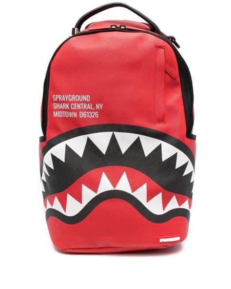 Sprayground Shark Teeth Print Zip Up Backpack In Red For Men Lyst