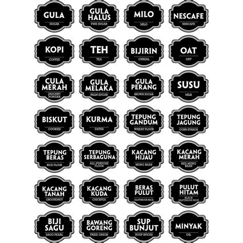 56PCS Sticker Dapur Label Kitchen Label Sticker Transparent READY