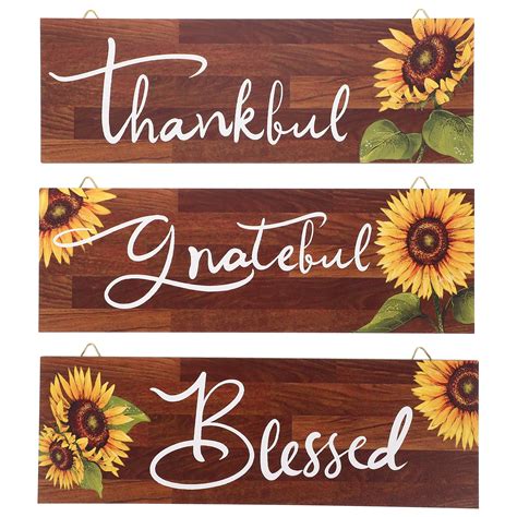 3Pcs Sunflower Wall Decors Grateful Thankful Blessed Wall Art Signs