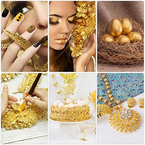 60Grams Gilding Gold Flakes Set With Tweezers Color 2 5 Imitation Gold