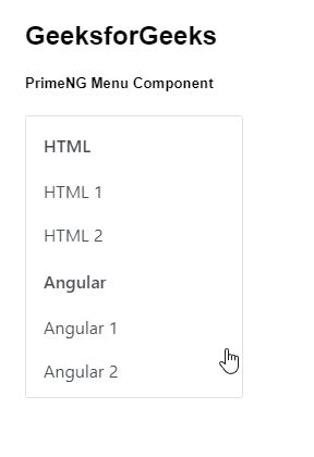 Angular Primeng Menu Component Geeksforgeeks