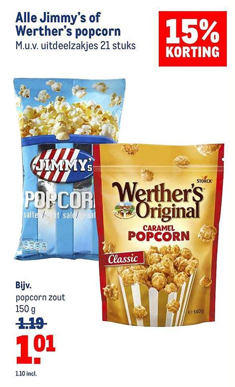 Alle Jimmy S Of Werther S Popcorn 15 Korting Aanbieding Bij Makro