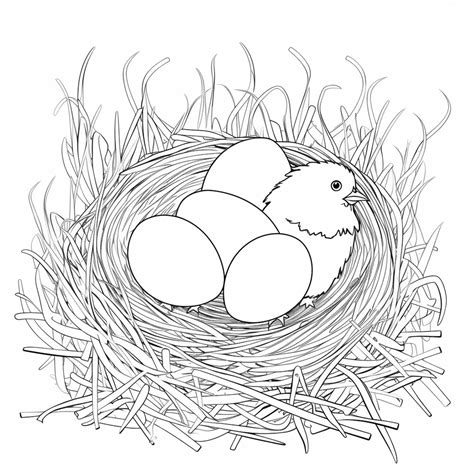 Premium AI Image | A drawing of a nest with three eggs and a chick ...