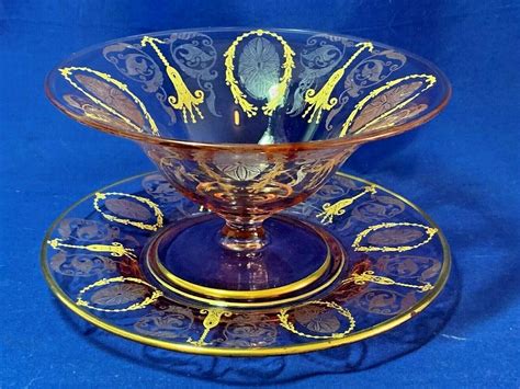 Cambridge Elegant Glass Majestic Etch 732 Pattern Footed Mayo With Liner 2061602276