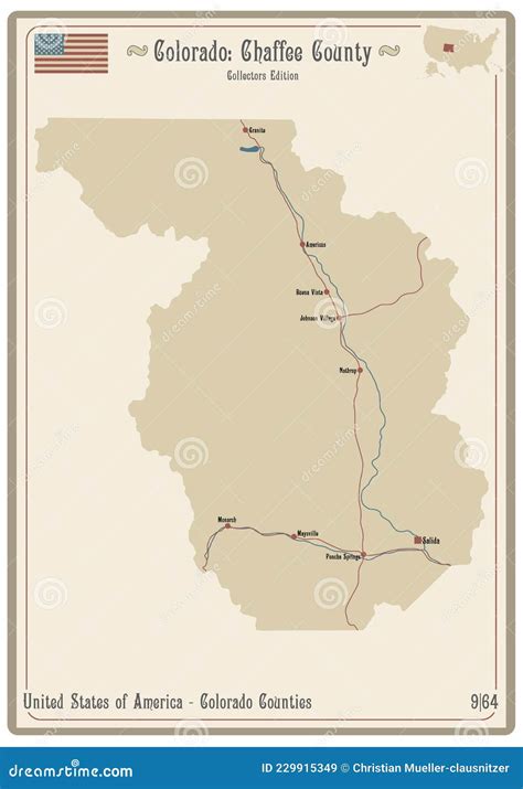 Map Of Chaffee County In Colorado Vector Illustration | CartoonDealer ...